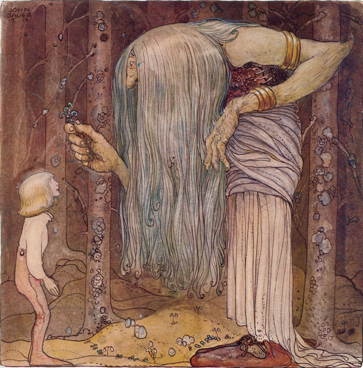 Oto fragment zioła trolla, którego nikt poza mną nie może znaleźć autorstwa John Bauer