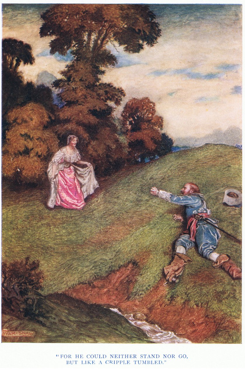 Bo nie mógł ani stać, ani iść, ale jak kaleka upadł, 1928 autorstwa John Byam Liston Shaw