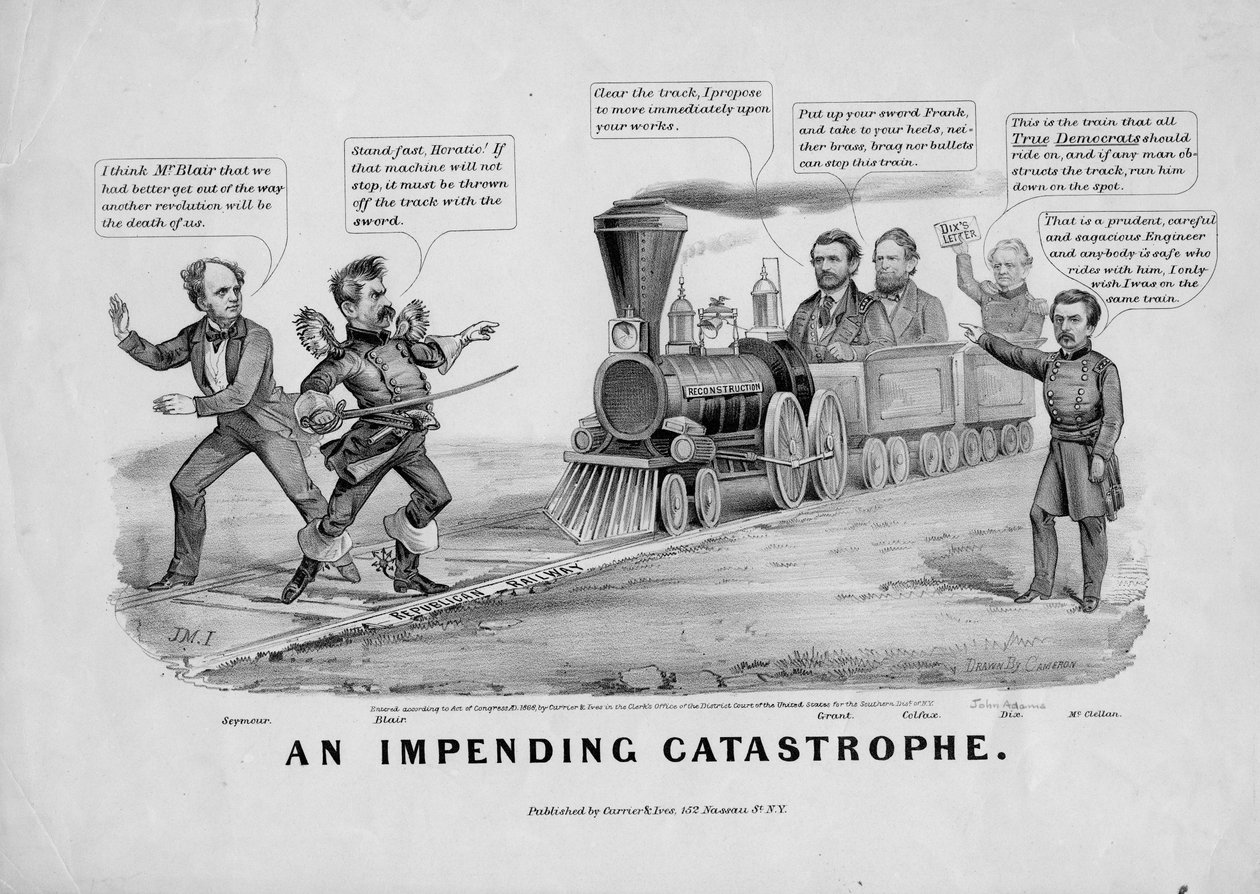 Nadciągająca katastrofa, opublikowane przez Currier und Ives, Nowy Jork, 1868 autorstwa John Cameron