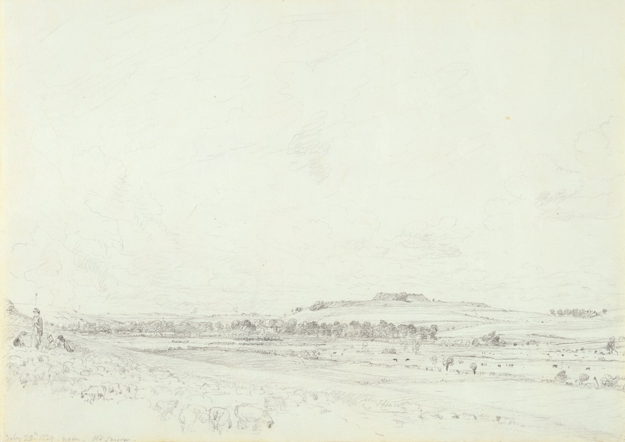 Stare Sarum w południe, 1829 (grafit na papierze tkanym) autorstwa John Constable