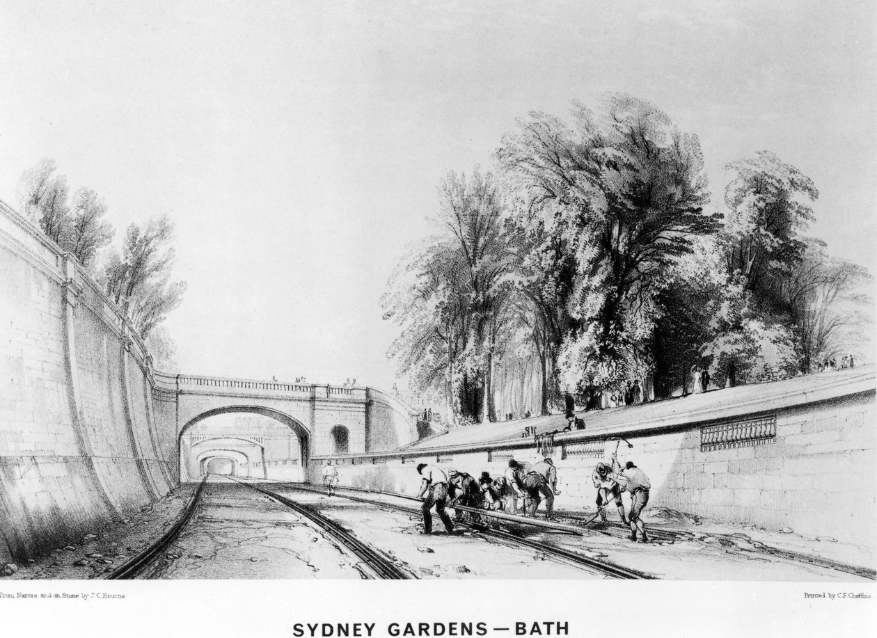 Sydney Gardens, Bath, wydrukowane przez CF Cheffins, 1843 autorstwa John Cooke Bourne