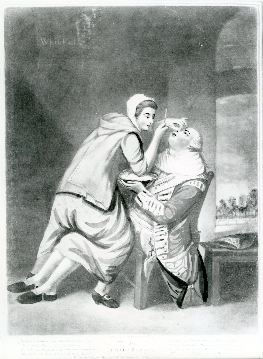 Fryzjer żeński, 1770 (mezzotinta) autorstwa John Dixon