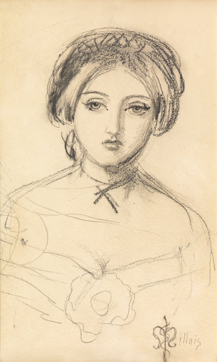 Angielska piękność w stylu Johna Leecha, ok. 1853 r. autorstwa John Everett Millais