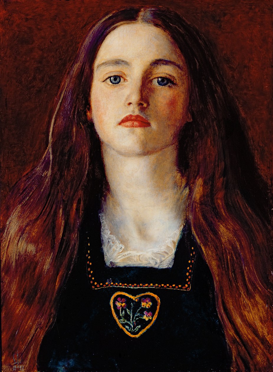 Portret dziewczynki, 1857 (olej na papierze nakładany na płytę) autorstwa John Everett Millais