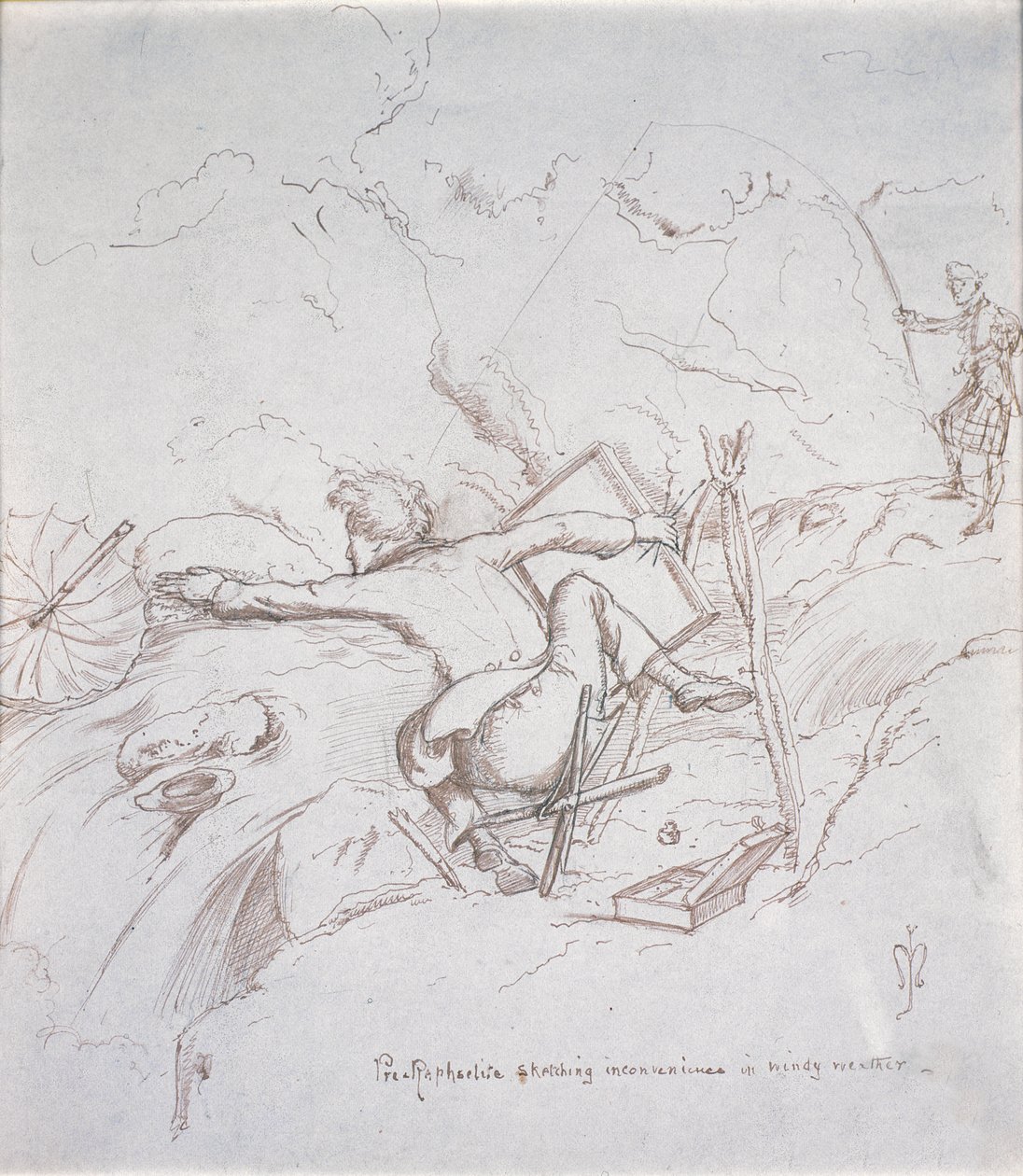 Prerafaelickie szkicowanie niedogodności przy wietrznej pogodzie autorstwa John Everett Millais