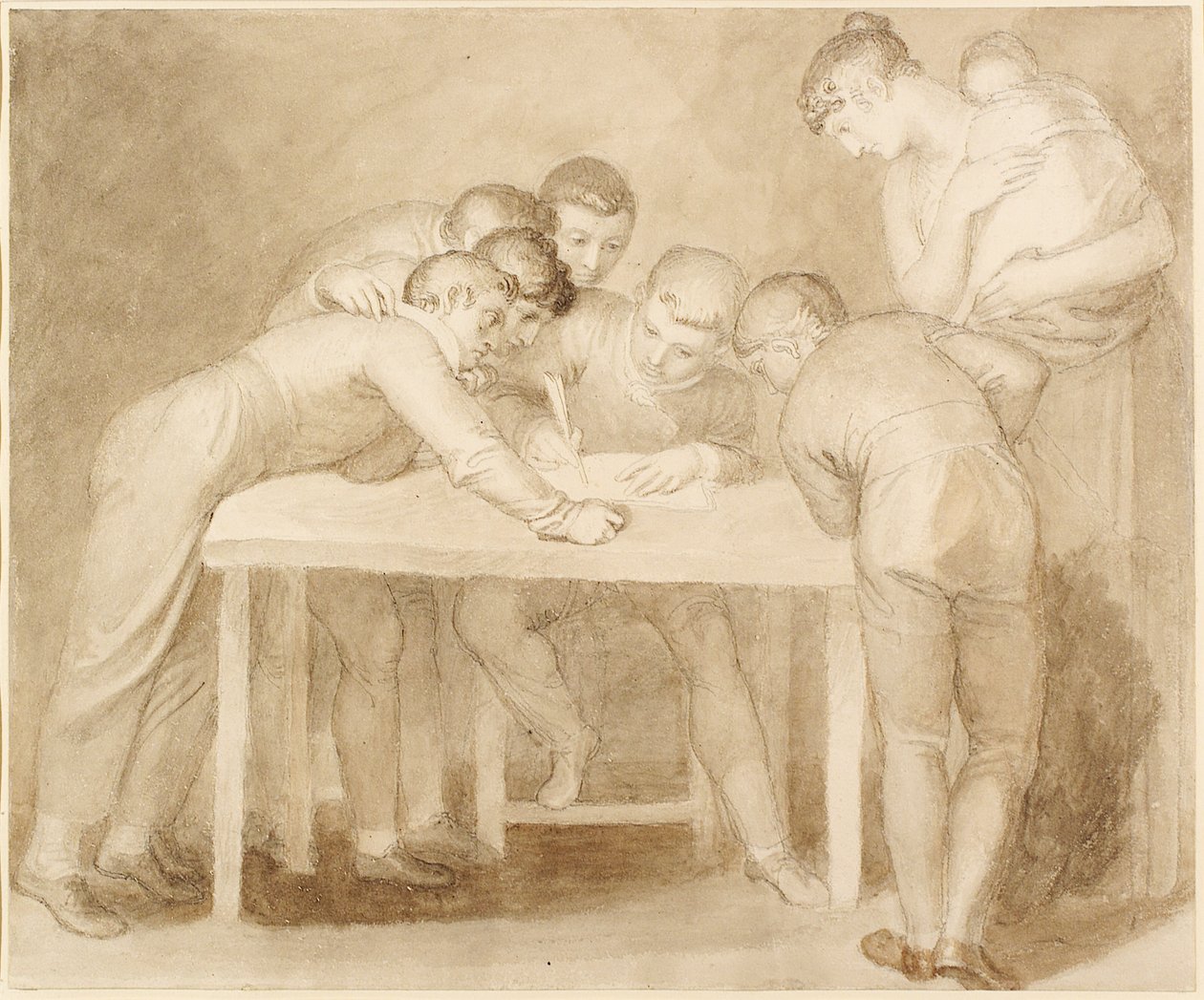 Grupa Krajowa (pióro, tusz, ołówek i pranie) autorstwa John Flaxman