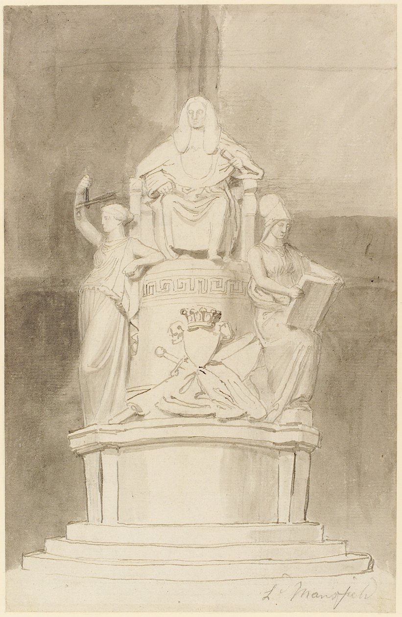 Projekt dla Monument of Lord Mansfield, Westminster Abbey (ołówek, długopis, tusz i pranie na papierze) (patrz również 273968 i 273969) autorstwa John Flaxman