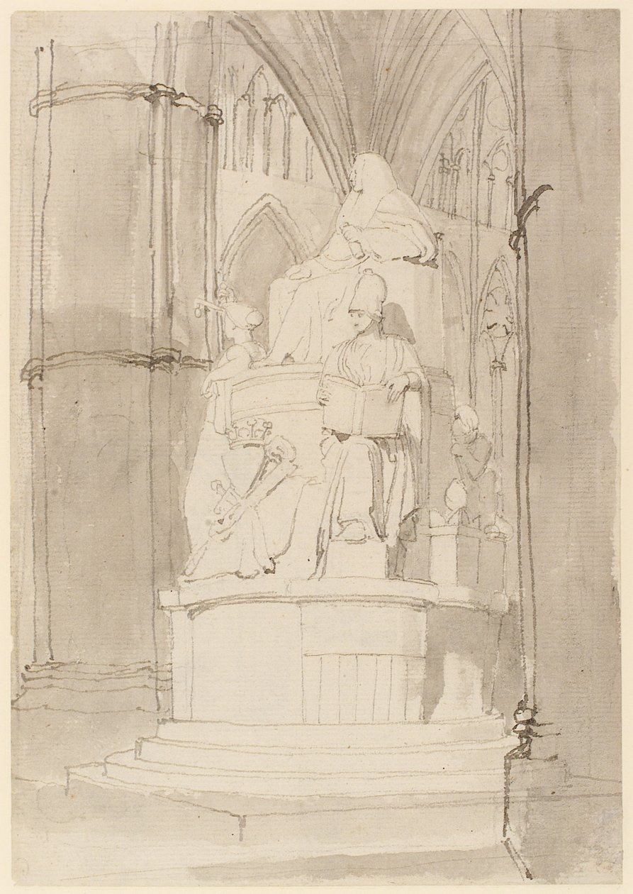 Projekt dla Monument of Lord Mansfield, Westminster Abbey (ołówek, długopis, tusz i pranie na papierze) (patrz również 273967 i 273969) autorstwa John Flaxman