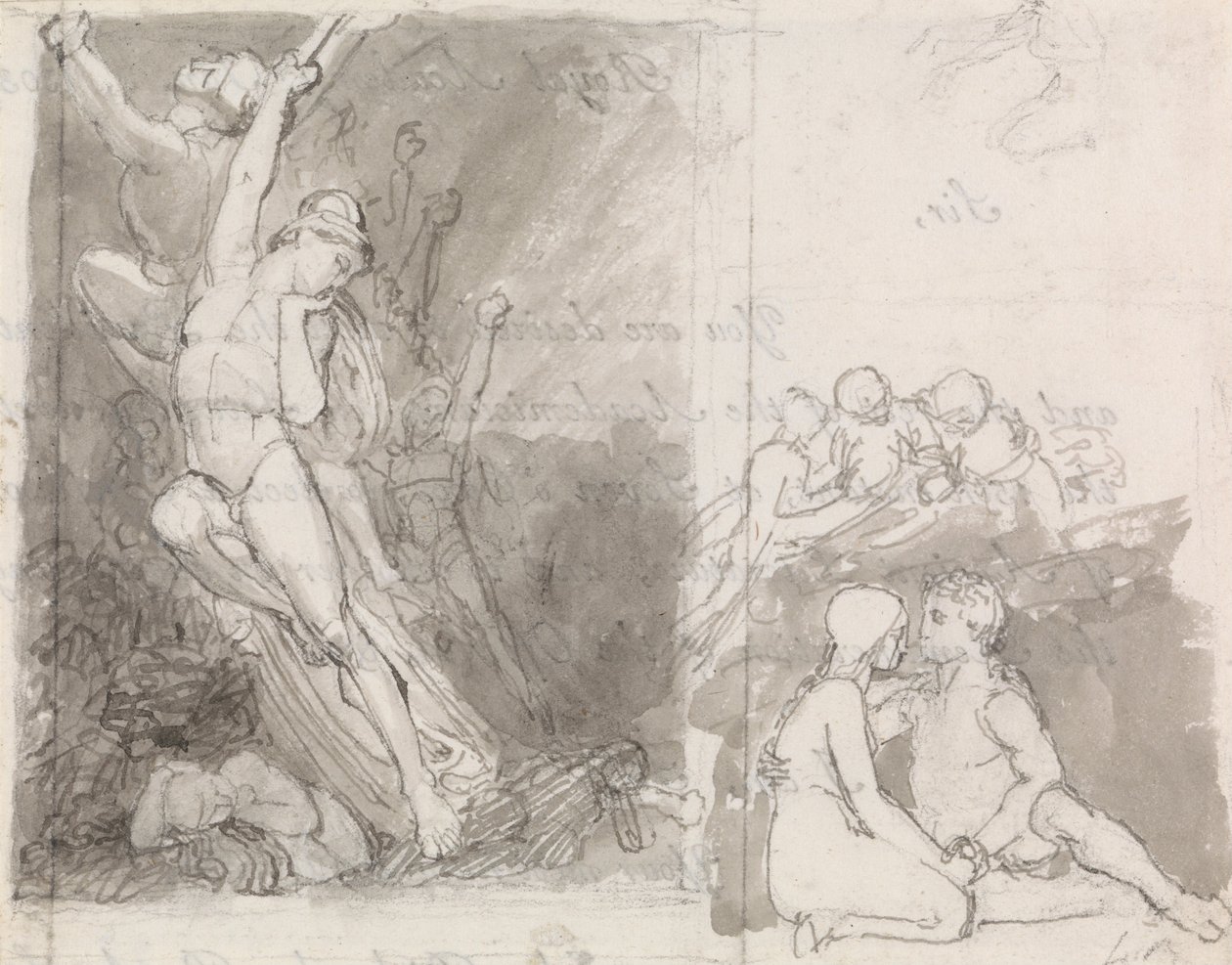 Ilustracja do raju Miltona utraconego – Adam i Ewa strzeżeni przez anioły autorstwa John Flaxman