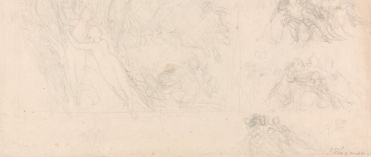 Arkusz studiów postaci do Odysei autorstwa John Flaxman