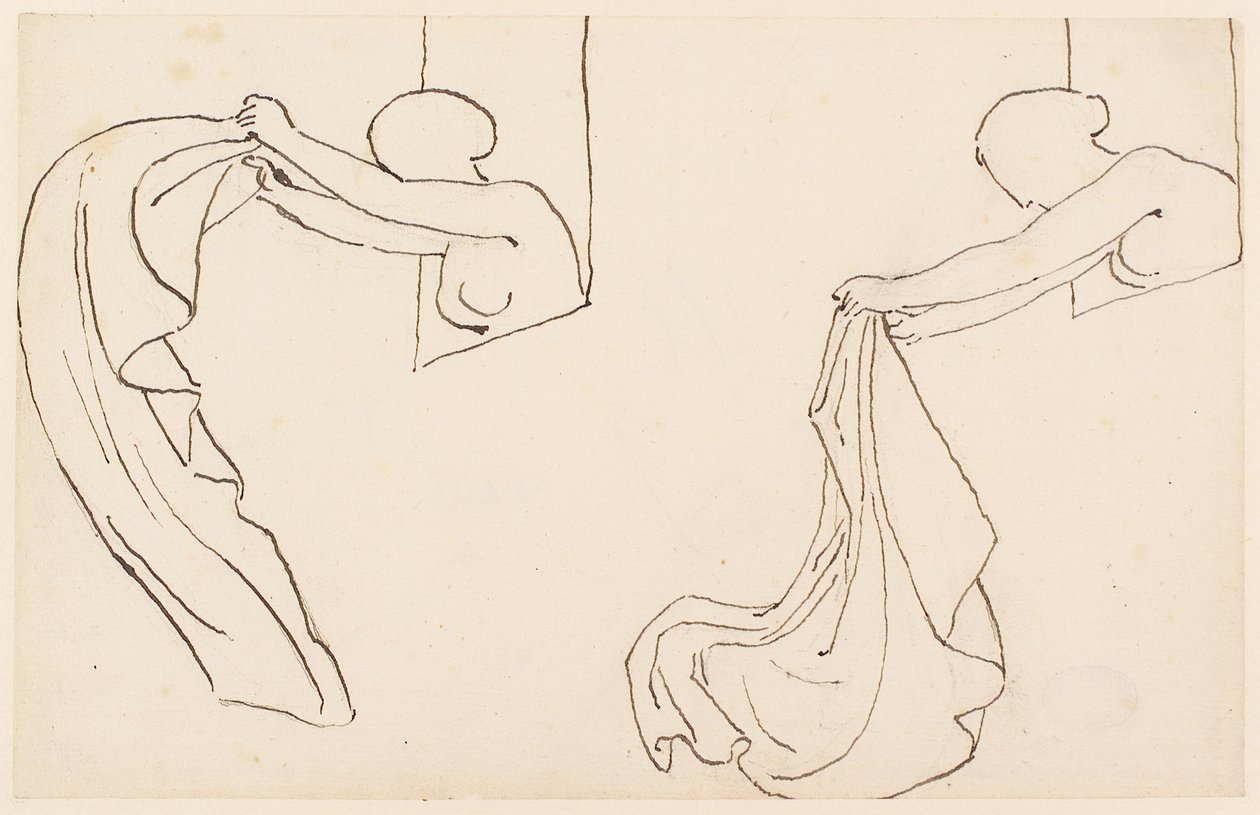 Dwa studia dziewczynki (ołówek, pióro i tusz na papierze) autorstwa John Flaxman