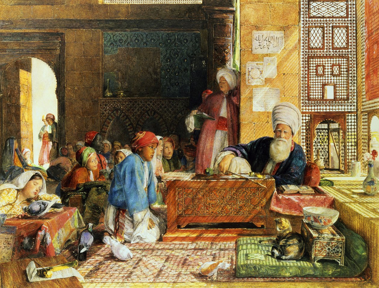 Wnętrze szkoły, Kair, 1890 (patrz także 43799) autorstwa John Frederick Lewis