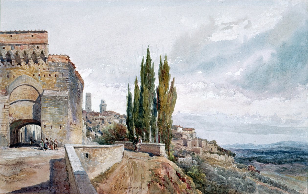 Ruiny teatru rzymskiego w San Gimignano, XIX w. autorstwa John Fulleylove