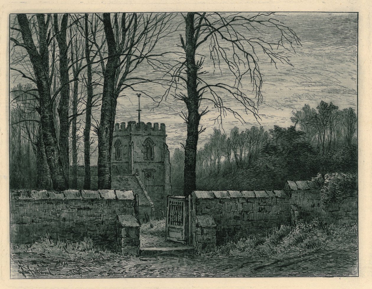 Kościół Tettenhall, z „Remnants Of Old Wolverhampton” Vol.I. nr 1-37, opublikowano 1880 autorstwa John Fullwood