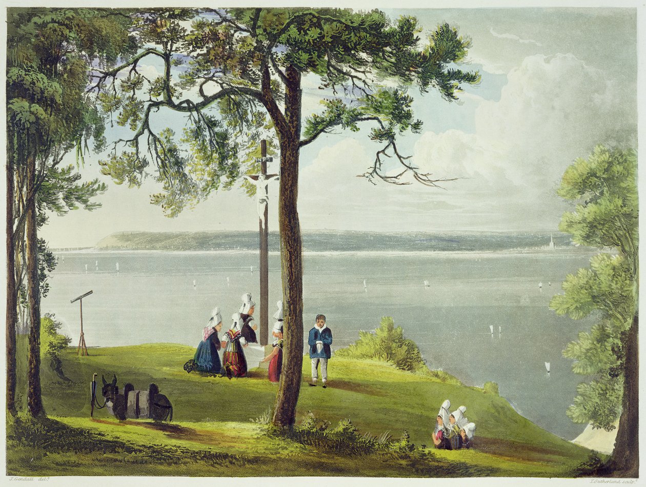 Usta Sekwany, z „Widoków na Sekwanę”, rycina Daniell Havell (1785-1826) wydana przez R. Ackermanna (1764-1834) 1821 autorstwa John Gendall