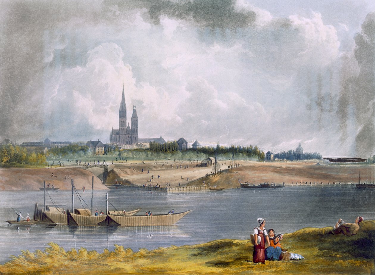 St. Denis, z „Widoków na Sekwanę”, ryt. Thomas Sutherland (ur. 1785) wydany przez R. Ackermanna (1764-1834) 1821 autorstwa John Gendall