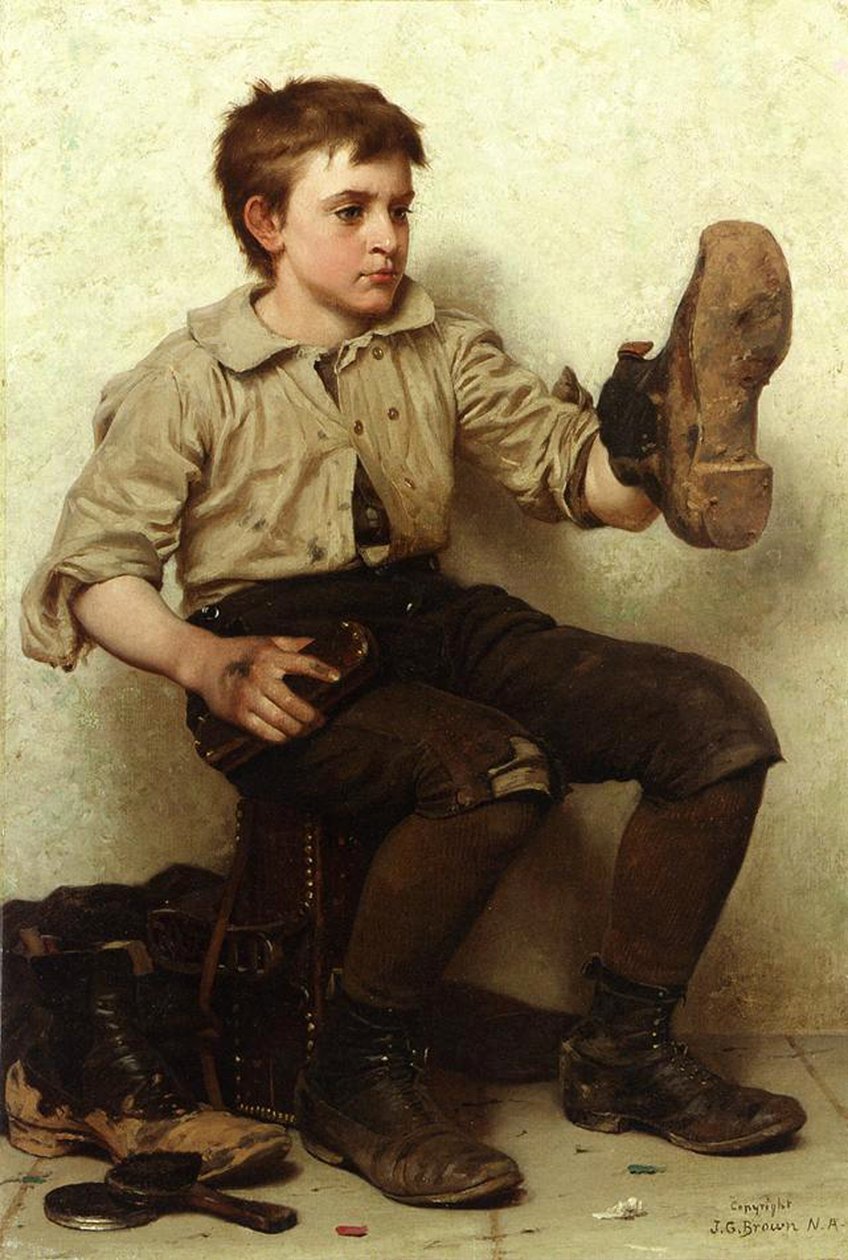 Chłopiec w butach, ok. 1885-90 autorstwa John George Brown