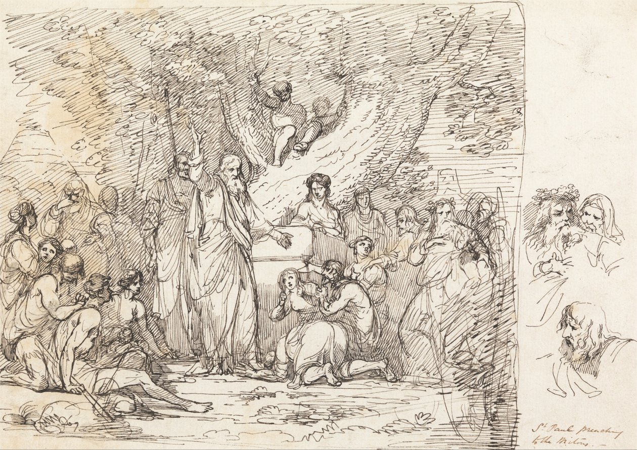 Św. Paweł przemawia do Brytyjczyków autorstwa John Hamilton Mortimer
