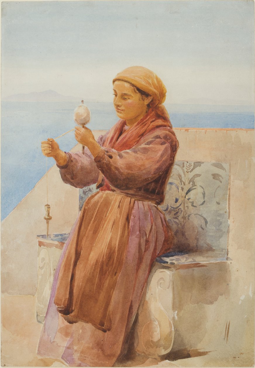 Dziewczyna z Sorrento (bc, ołówek i wc na papierze) autorstwa John Isaac Richardson