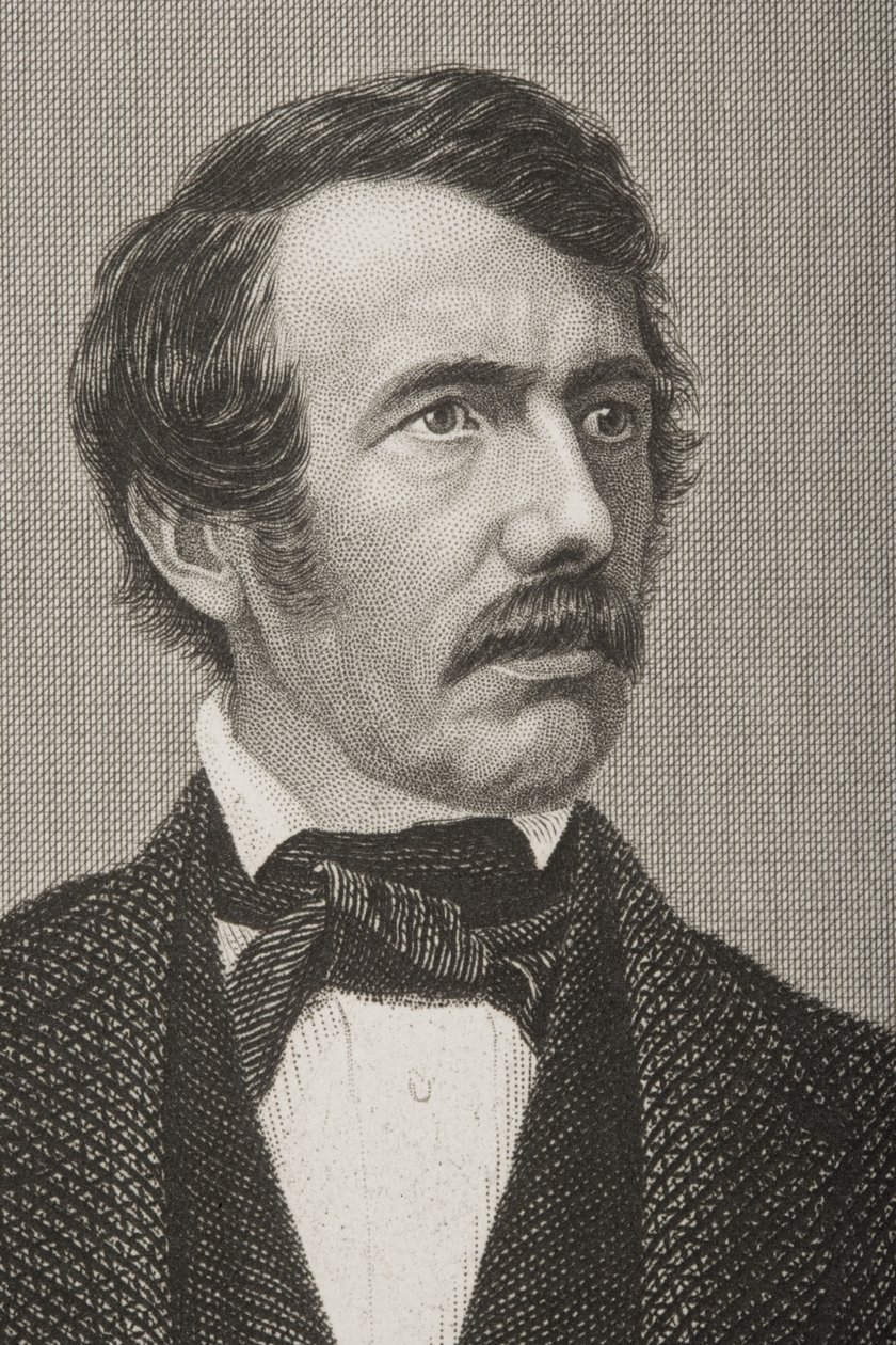 David Livingstone (1813-73) rytowany przez D.J. Pound z fotografii, z „The Drawing-Room of Eminent Personages, tom 2”, wydanej w Londynie, 1860 (rycina) (detal z 266635) autorstwa John Jabez Edwin Paisley Mayall