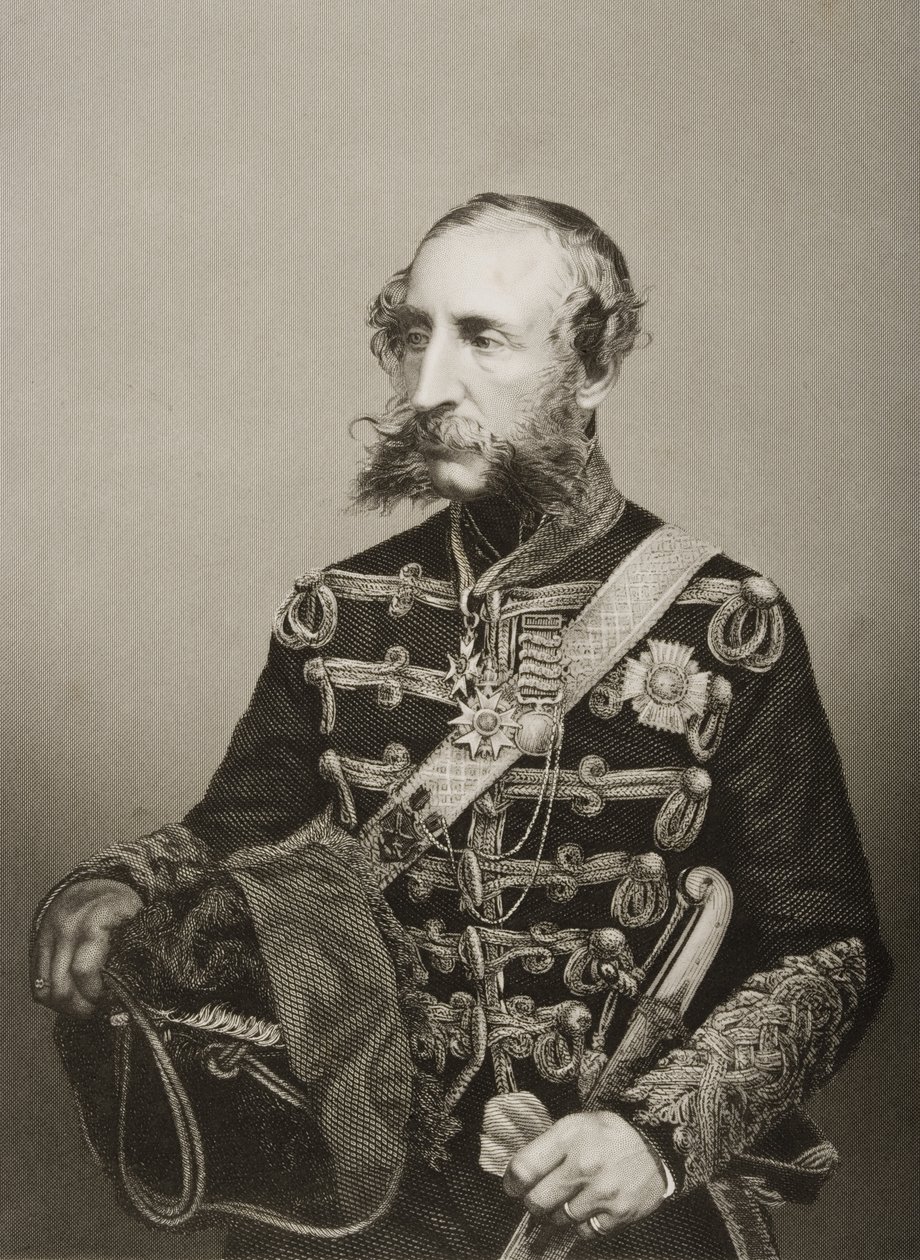 James Thomas Brudenell (1797-1868) 7. hrabia Cardigan, grawerowane przez D.J. Pound z fotografii, z „The Drawing-Room of Eminent Personages, Volume 2”, wydanej w Londynie, 1860 autorstwa John Jabez Edwin Paisley Mayall