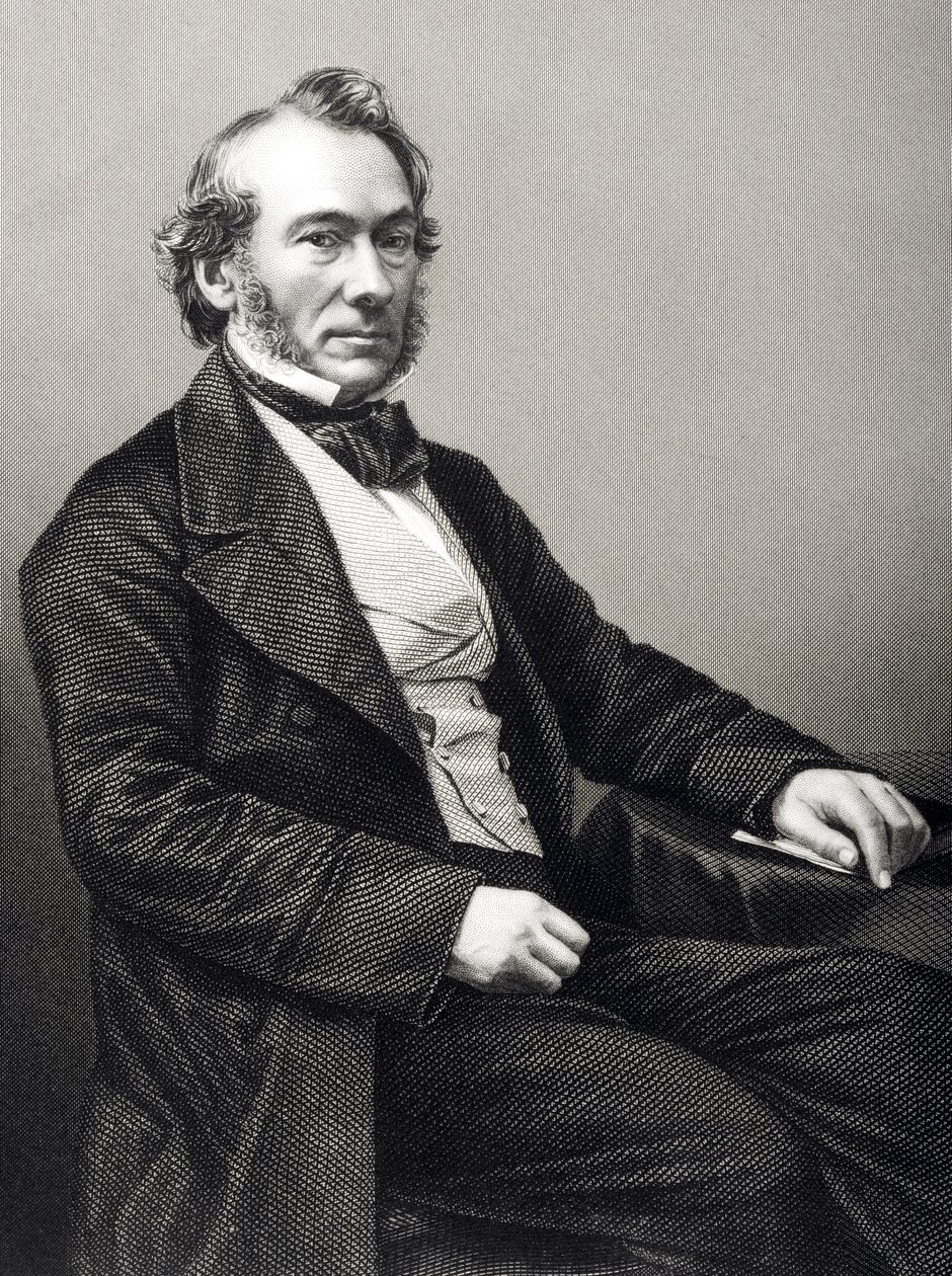 Richard Cobden (1783-1862) grawerowany przez D.J. Pound z fotografii, z „The Drawing-Room of Eminent Personages, tom 2”, wydanej w Londynie, 1860 autorstwa John Jabez Edwin Paisley Mayall