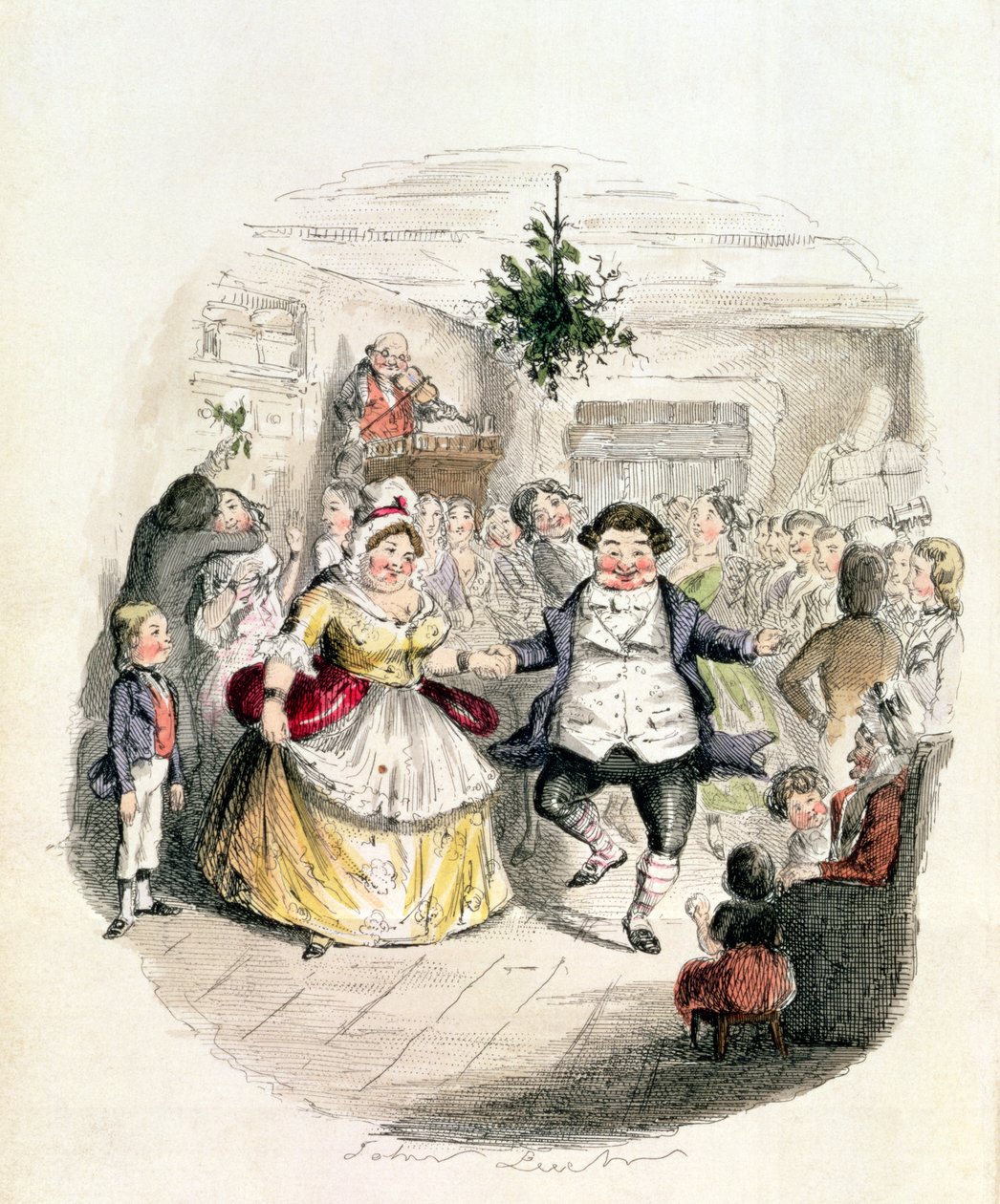 Bal pana Fezziwiga z „Opowieści wigilijnej” Charlesa Dickensa (1812-70) 1843 autorstwa John Leech