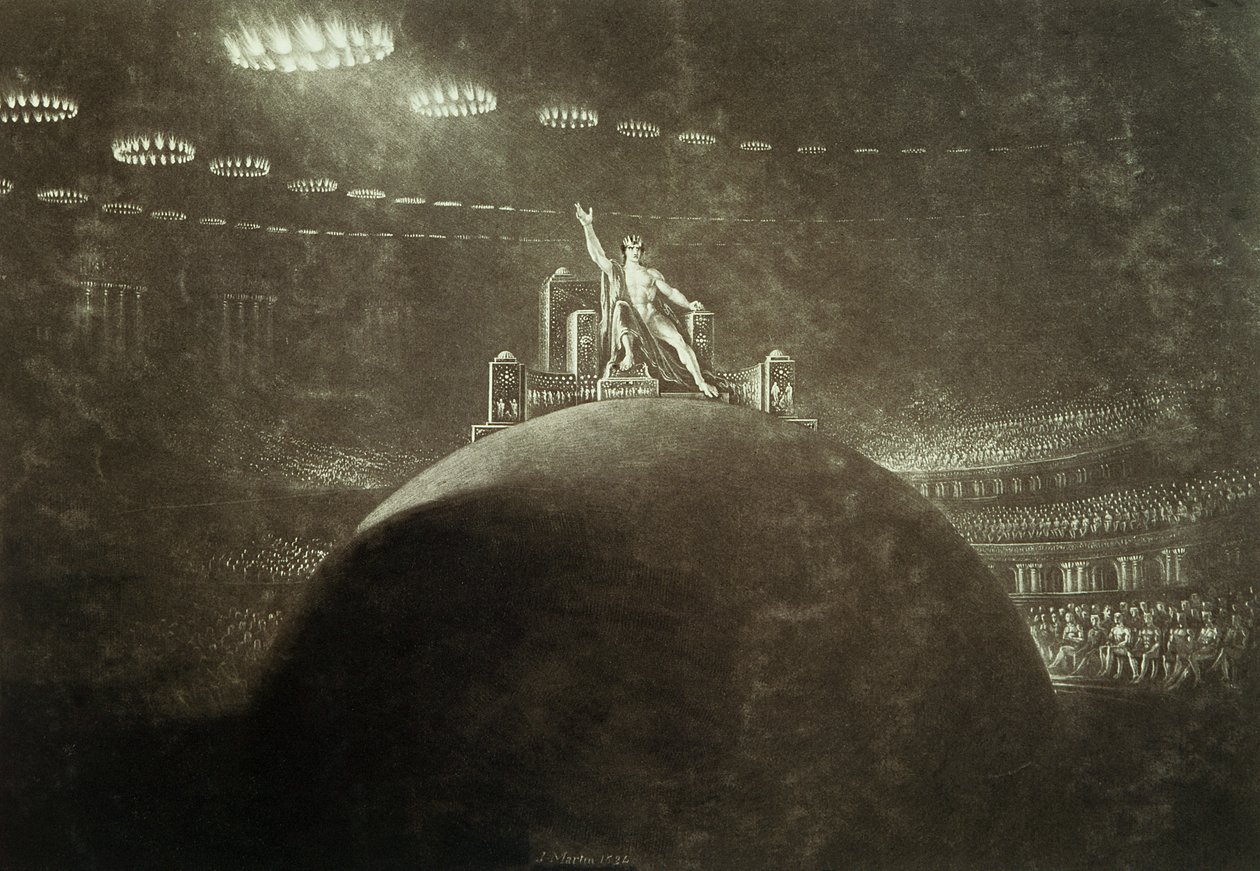 Szatan przewodniczy piekielnej soborze, 1824 autorstwa John Martin