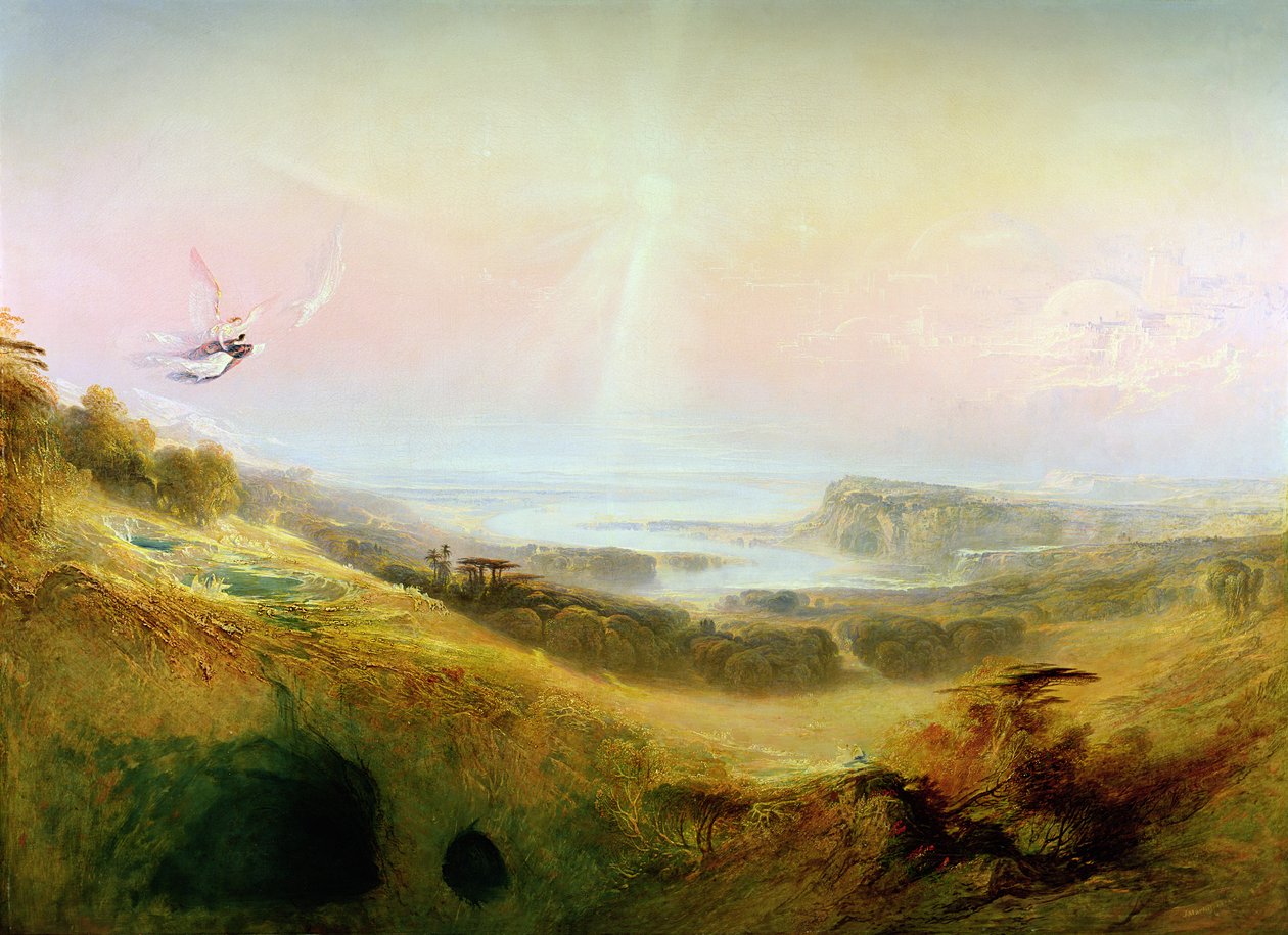 Niebiańskie Miasto i Rzeka Błogości, 1841 autorstwa John Martin