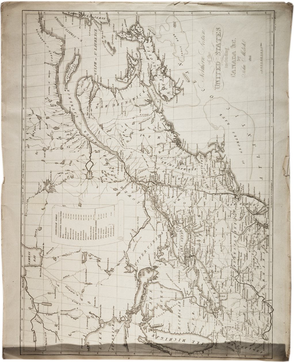 Mapa Stanów Zjednoczonych, 1816 r. autorstwa John Melish
