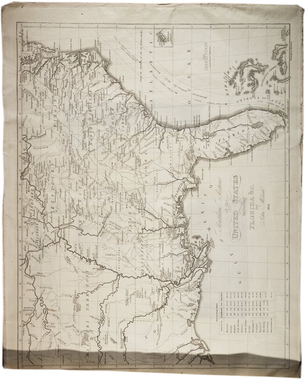 Mapa Stanów Zjednoczonych, 1816 r. autorstwa John Melish