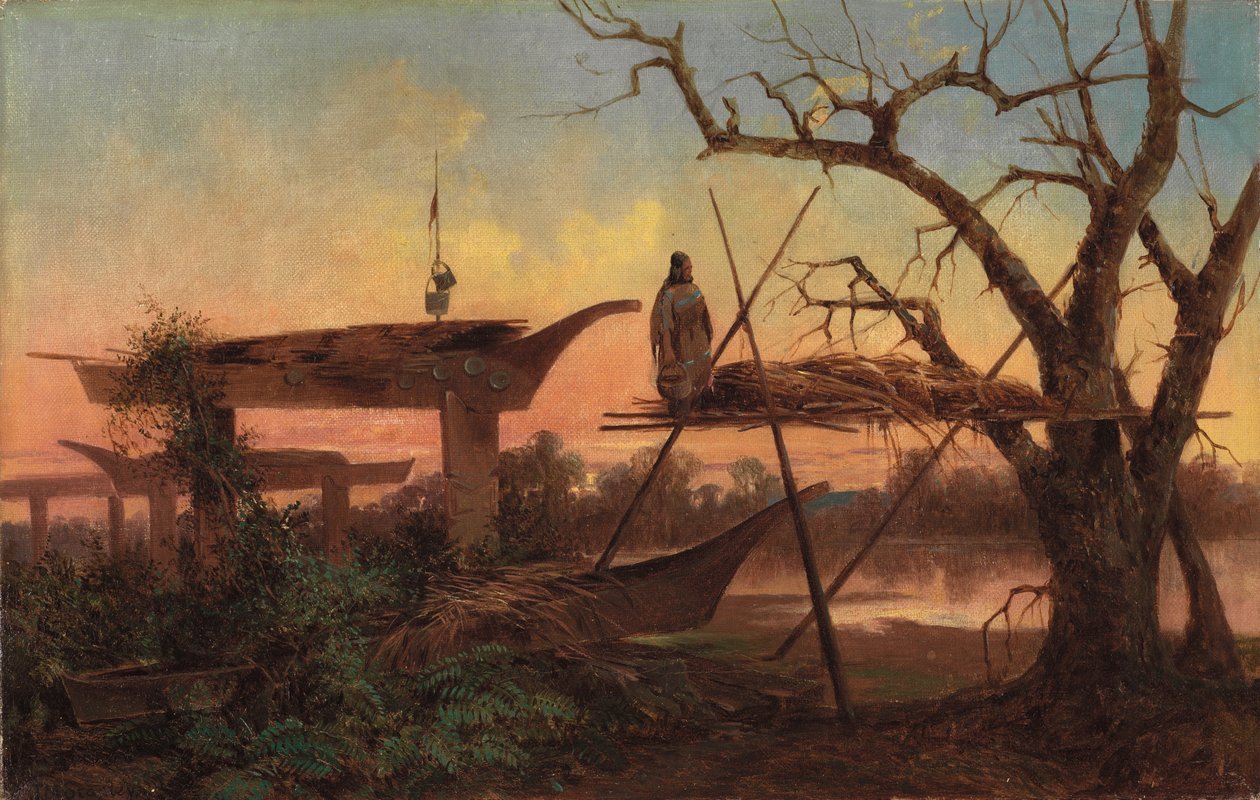 Cmentarz Chinook, ok. 1870 r autorstwa John Mix Stanley