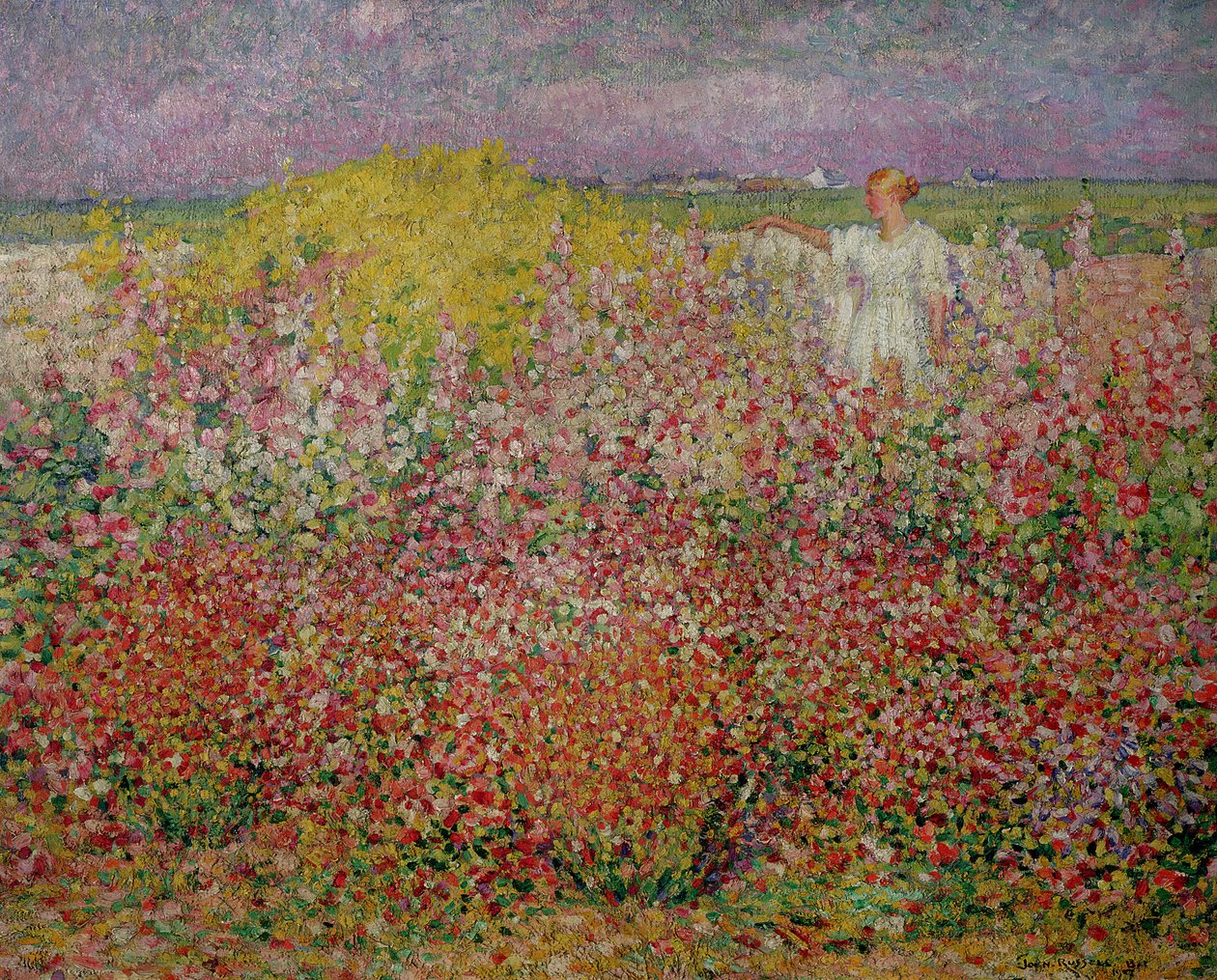 Pani Russell wśród kwiatów na wyspie Belle, 1927 autorstwa John Russell