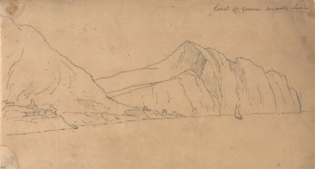 Wybrzeże Genui w kierunku Lerici autorstwa John Robert Cozens