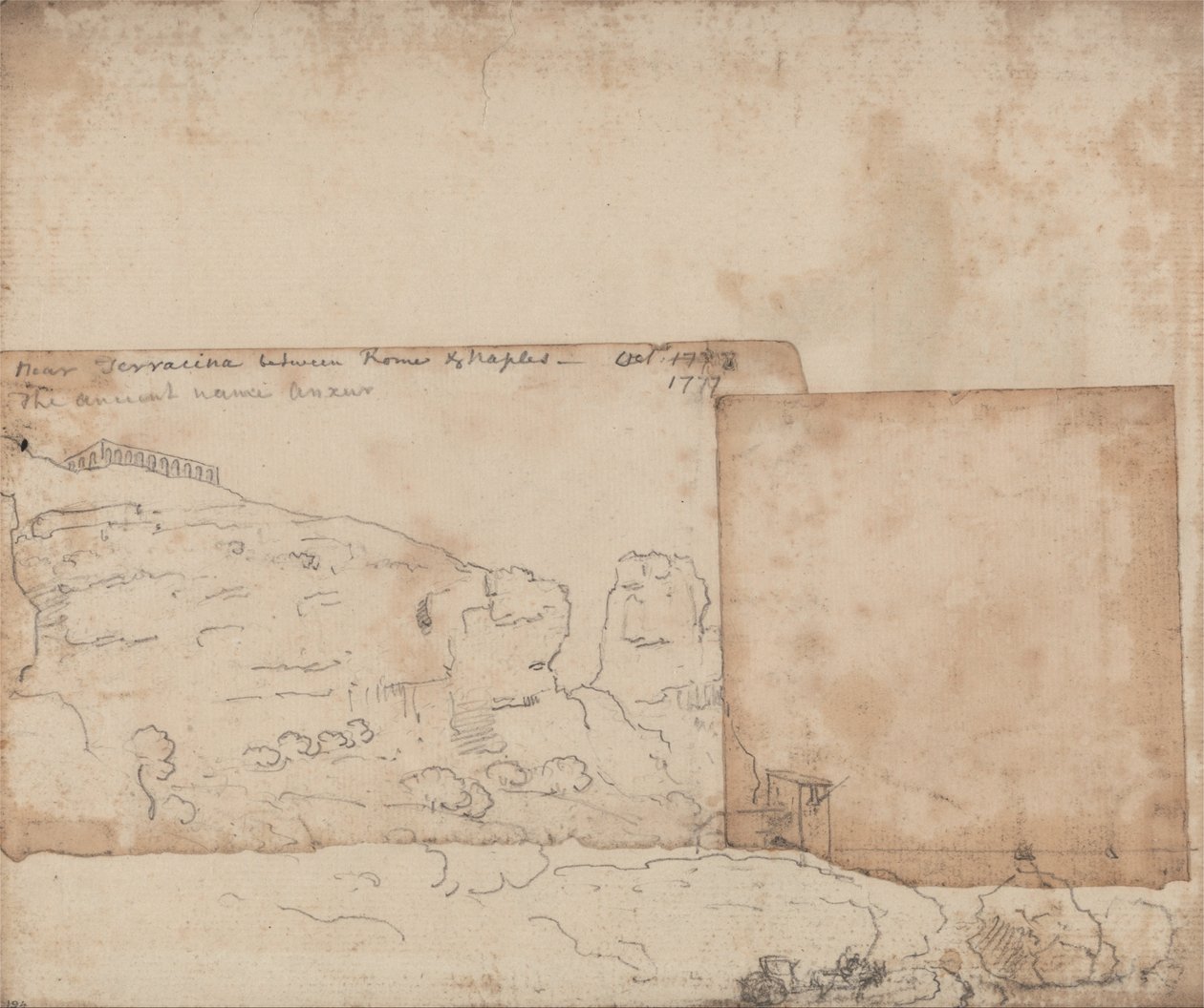 W pobliżu Terraciny między Rzymem a Neapolem, październik 1777 r. autorstwa John Robert Cozens