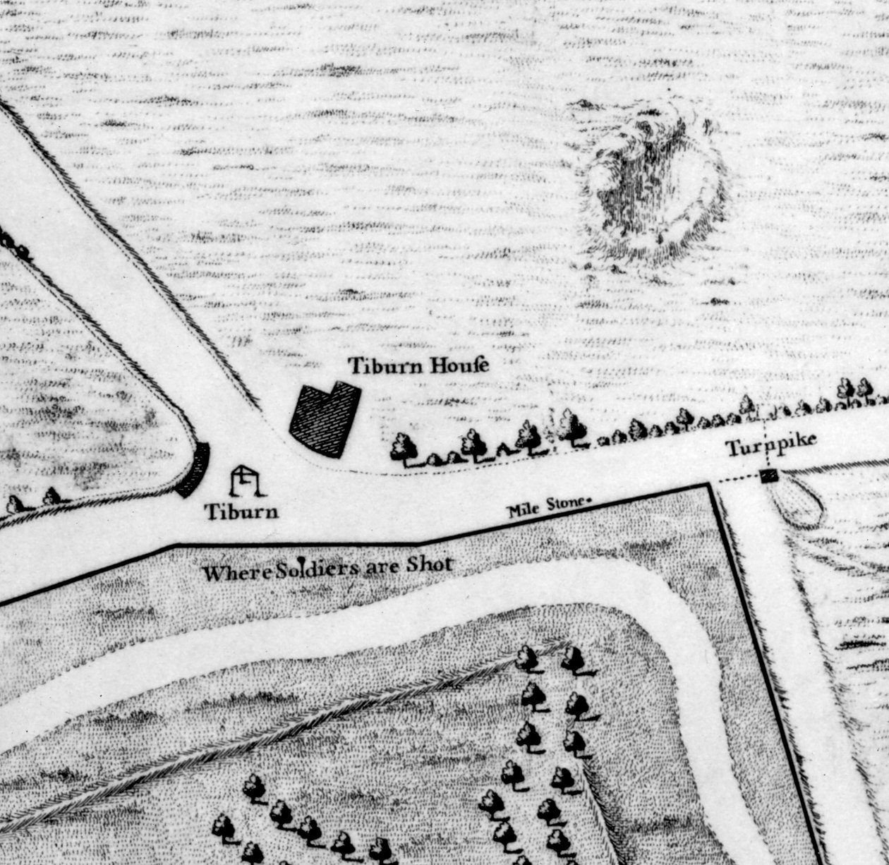 Mapa Tyburn, 1746 (rycina) (detal 438496) autorstwa John Rocque