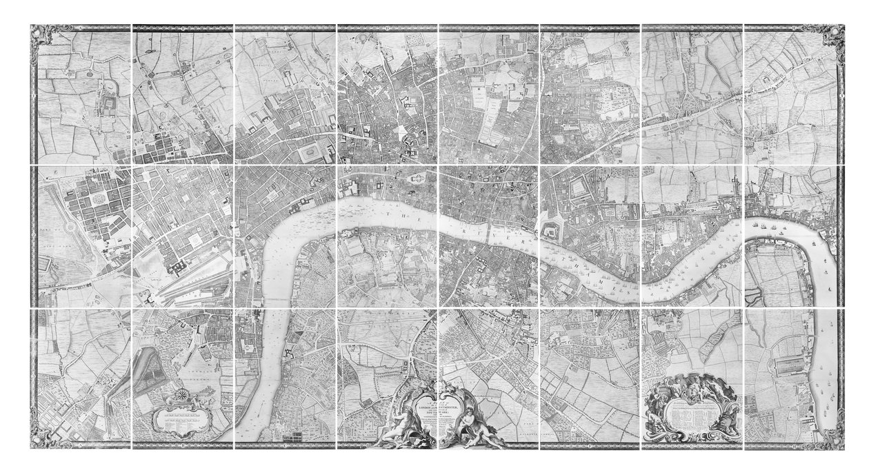 Plan miast Londynu i Westminsteru oraz gminy Southwark, 1746 autorstwa John Rocque