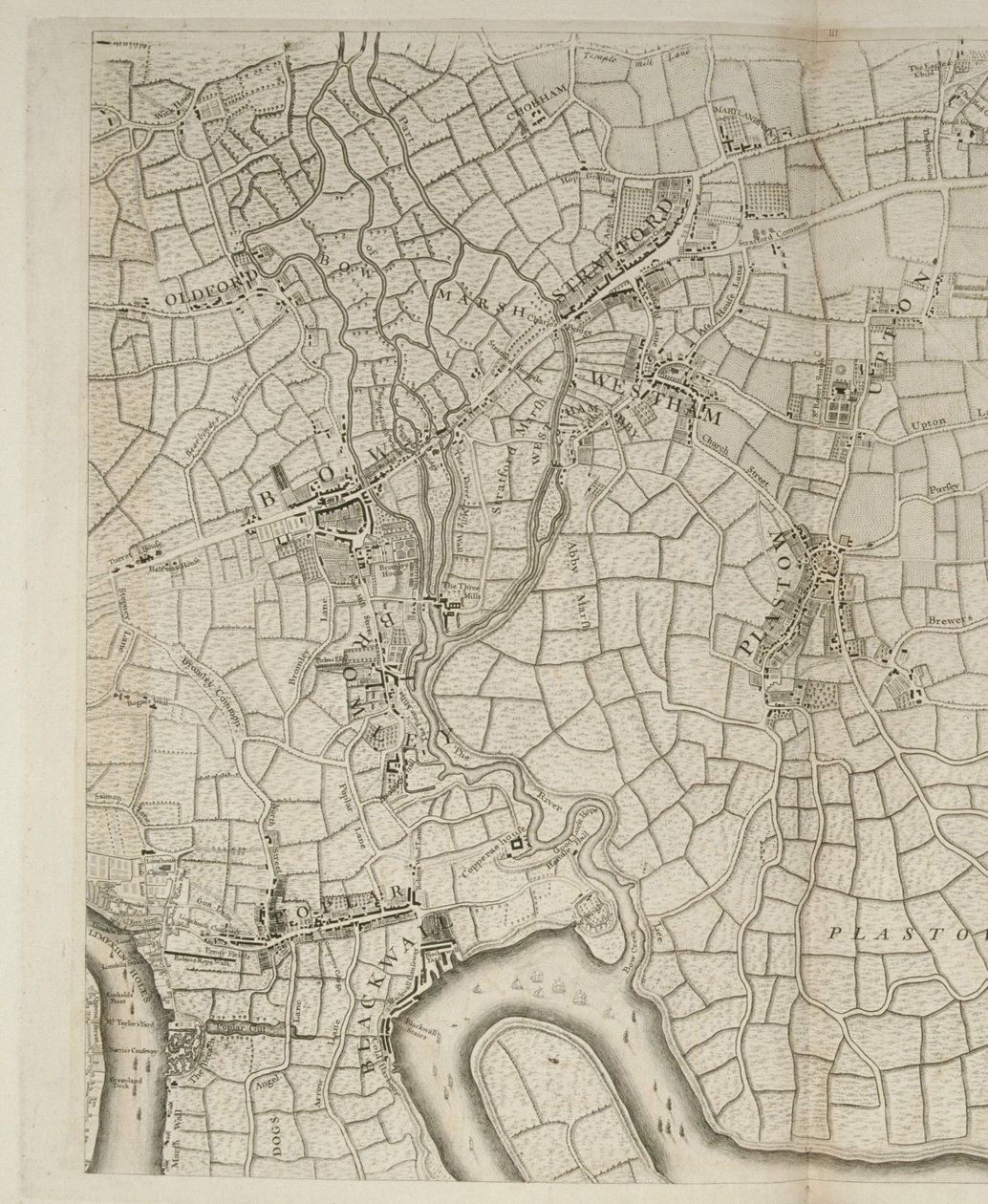 Stratford, Londyn, 1746 autorstwa John Rocque