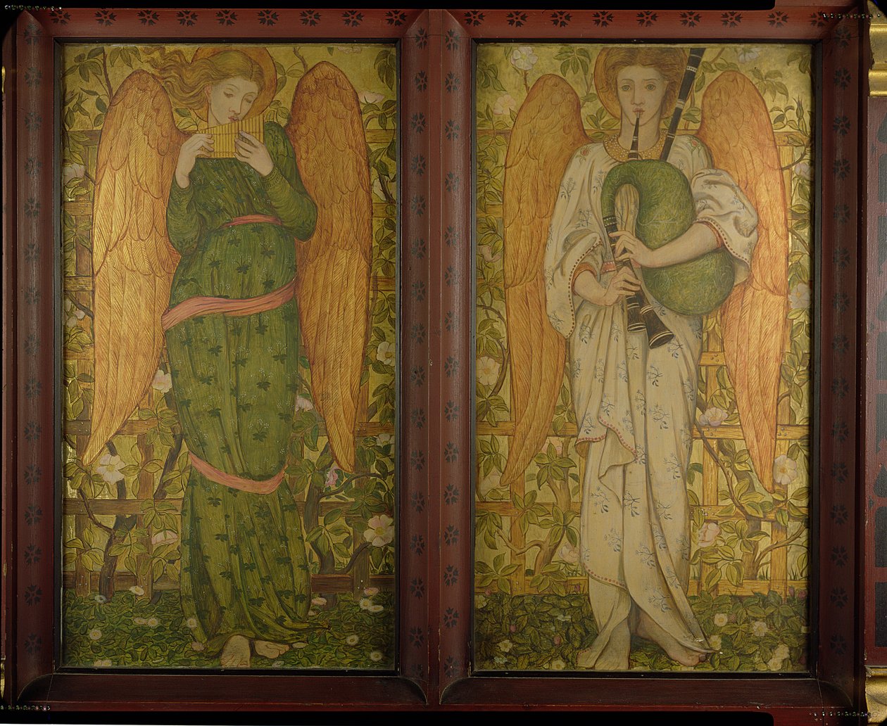 Anioły z fajkami i dudami, 1861-62 (patrz także 120144) autorstwa John Roddam Spencer Stanhope