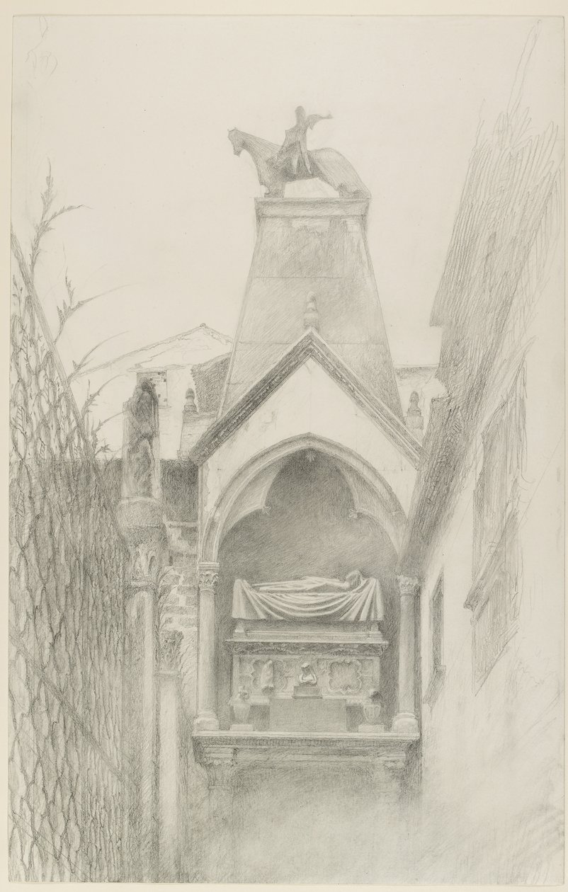 Studium grobowca Can Grande della Scala w Weronie, maj - sierpień 1869 (grafit na papierze) autorstwa John Ruskin
