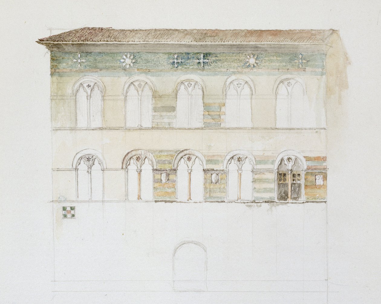 The Palazzo Gambacorti, Piza, 27 - 30 kwietnia 1872 (akwarela na graficie na papierze tkanym) autorstwa John Ruskin