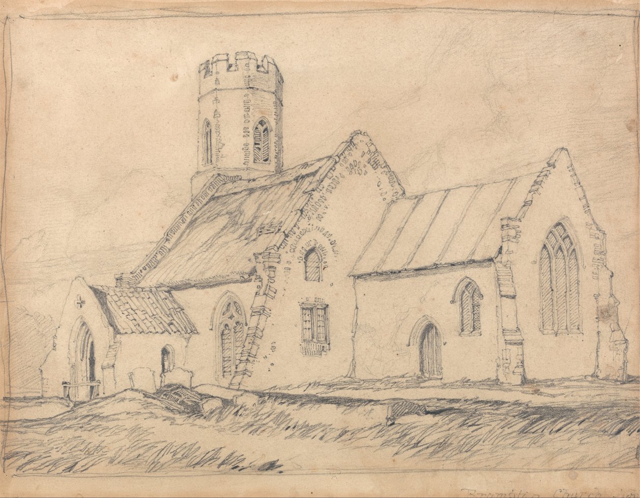Brampton Church, Norfolk, od południowego wschodu autorstwa John Sell Cotman