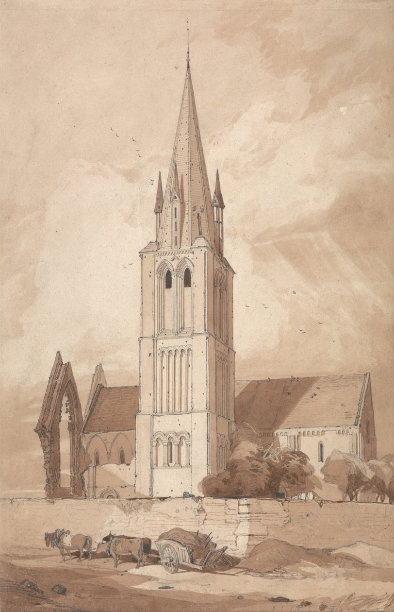 Kościół Douvres, Normandia autorstwa John Sell Cotman