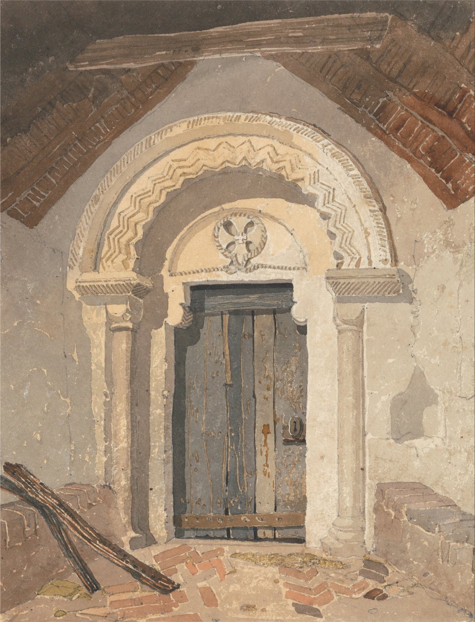 Norman Doorway, kościół Tottenhill, Norfolk autorstwa John Sell Cotman