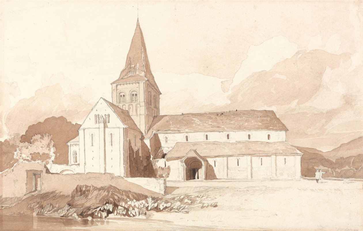 Notre Dame sur lEau, Domfront, Normandia autorstwa John Sell Cotman