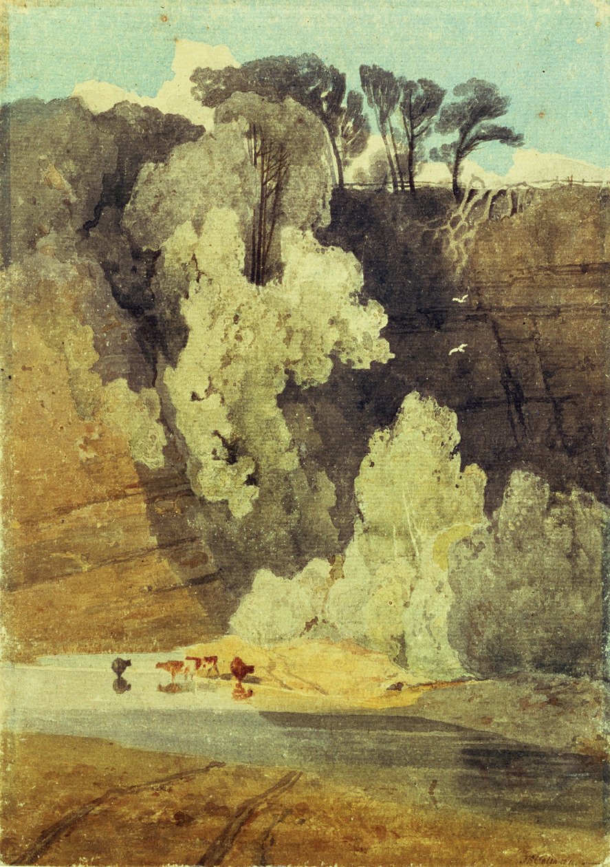 Na rzece Greta, Yorkshire (wc i ołówek na papierze) autorstwa John Sell Cotman