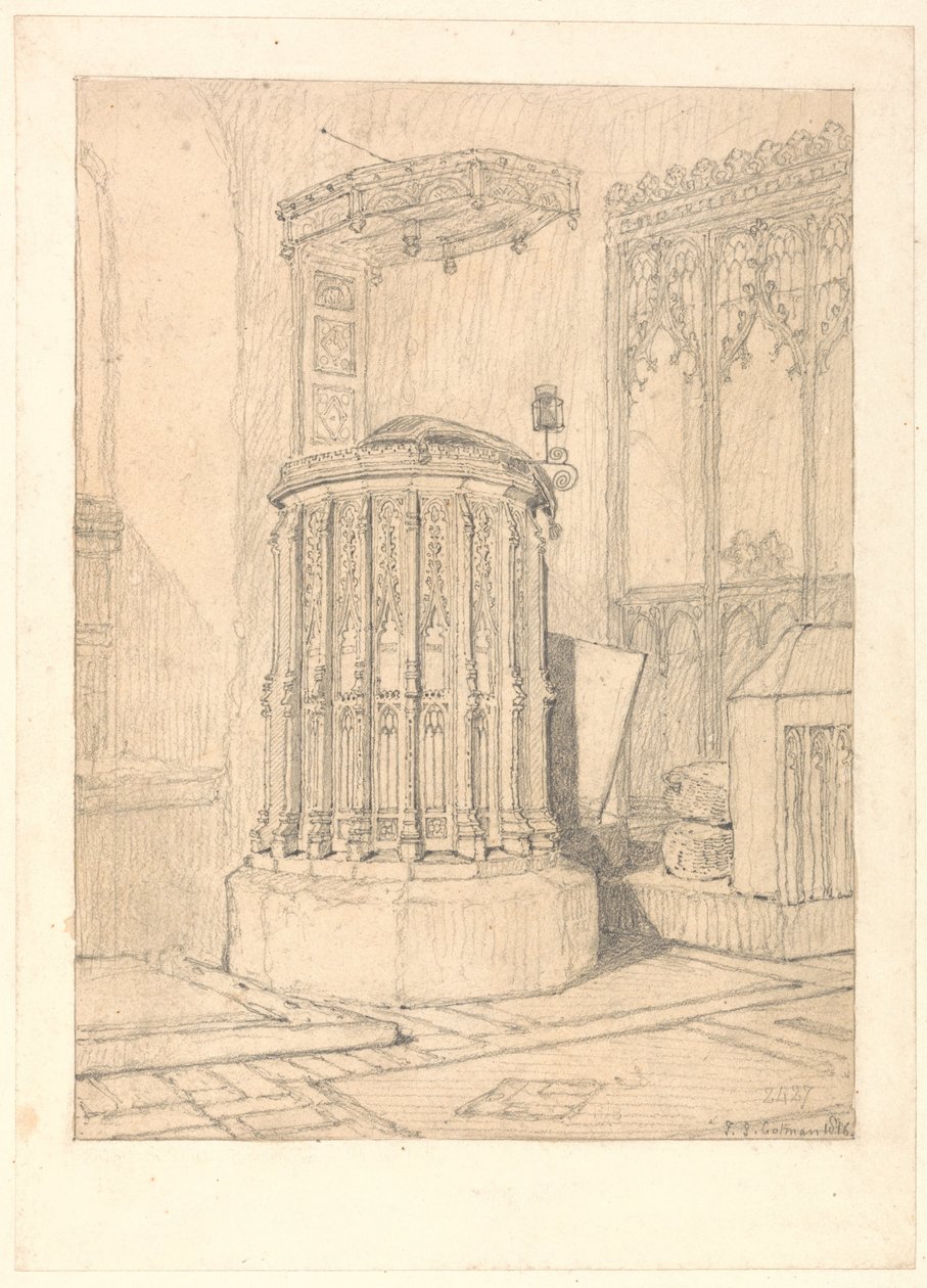 Ambona w South Burlingham Church, Norfolk autorstwa John Sell Cotman
