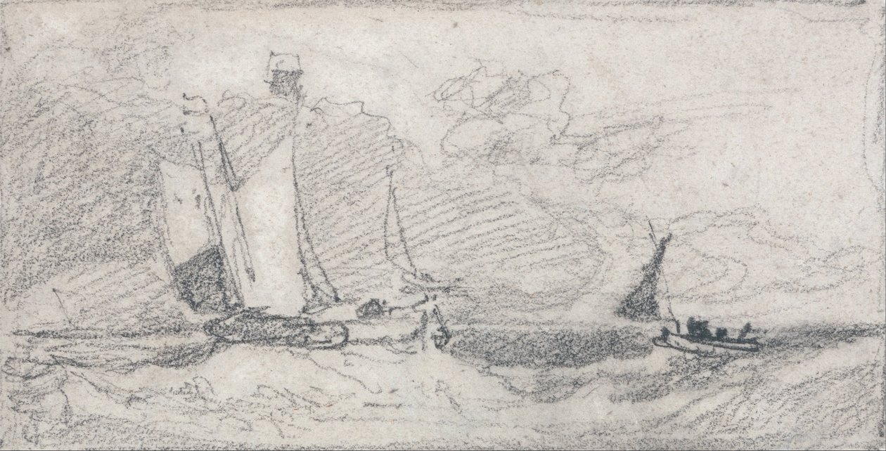 Żeglowanie na wichrach i łodziach na wzburzonym morzu autorstwa John Sell Cotman