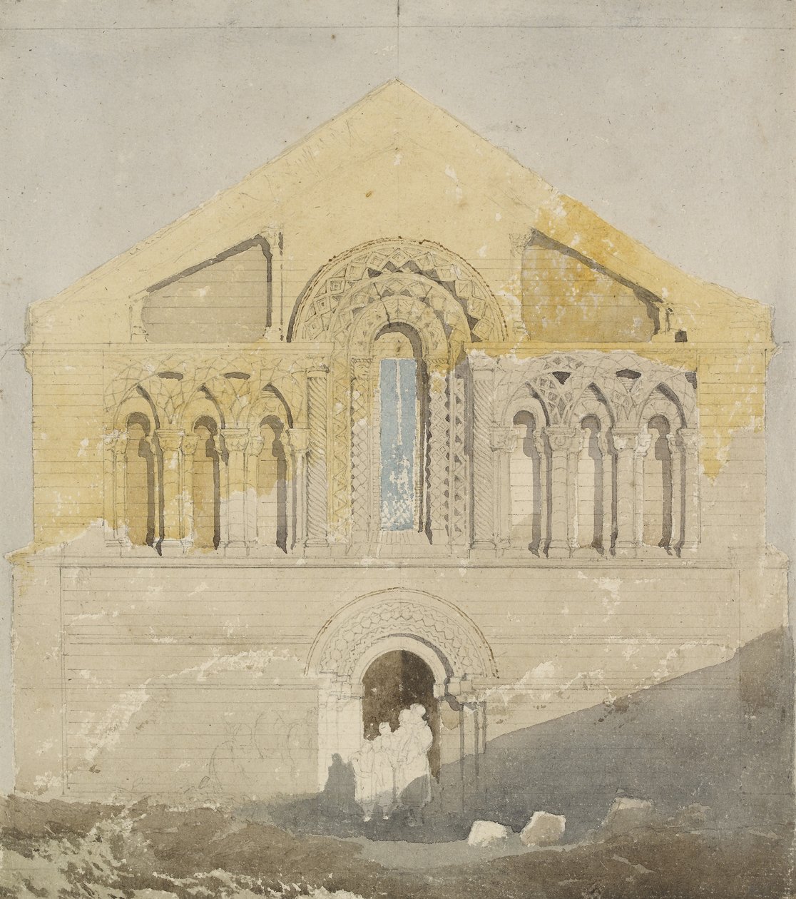Zachodni front kościoła Castle Rising, Norfolk (akwarela z grafitem) autorstwa John Sell Cotman