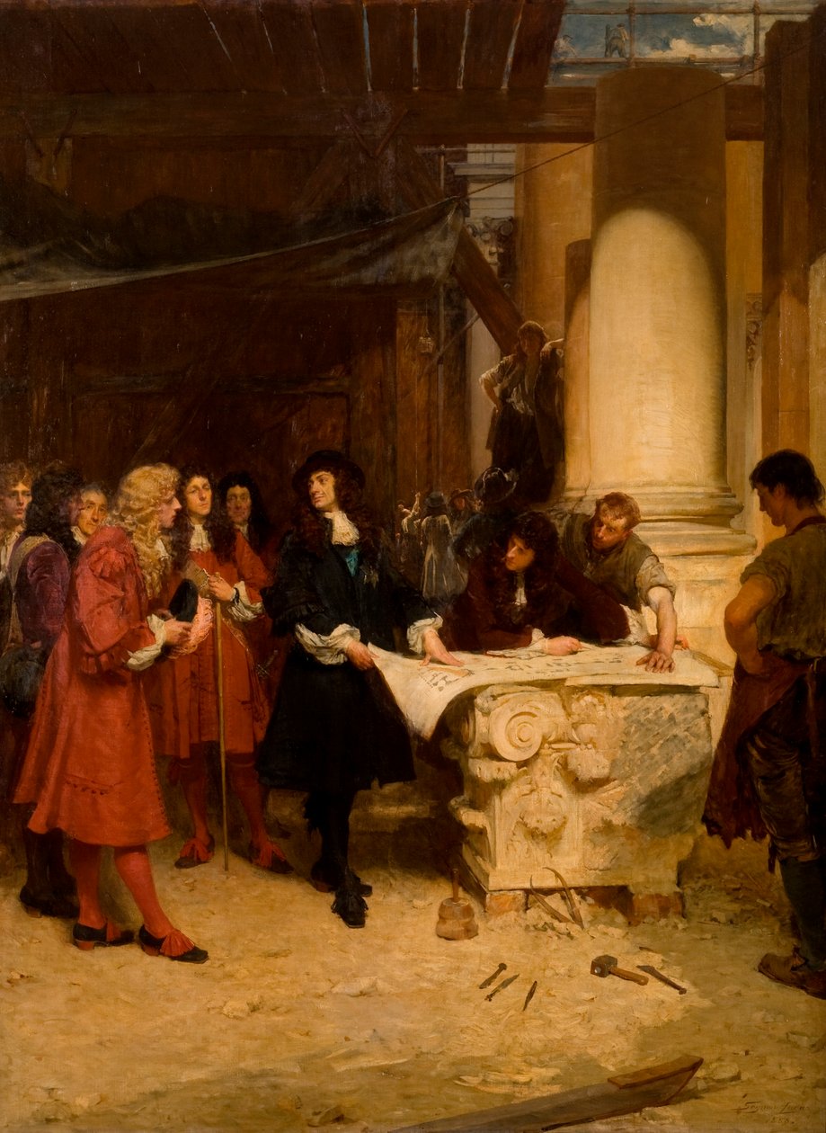 Św. Paweł, wizyta króla u Wrena, 1888 autorstwa John Seymour Lucas